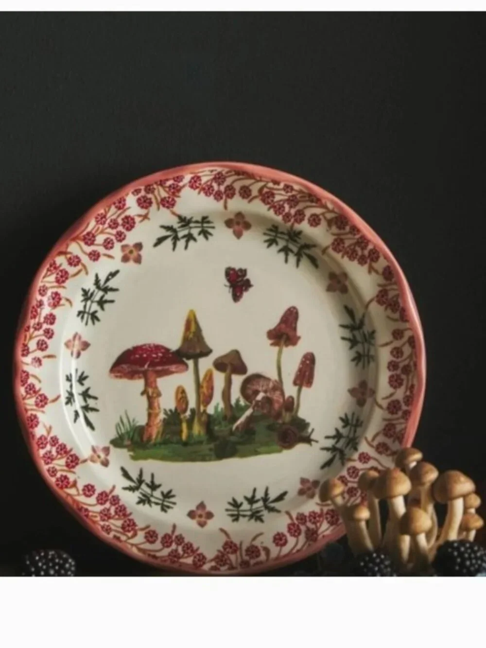 Anthropologie Nathalie Lete Dessert Plate – Woodland Friends - Mushroom - NEW